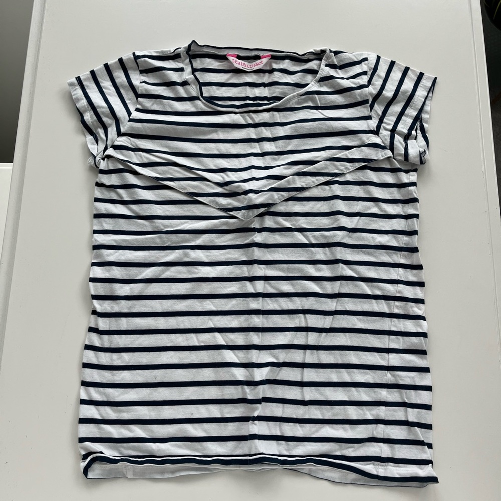 Teat & Cosset discreet nursing shirt sz XS Breton stripe tee top maternity